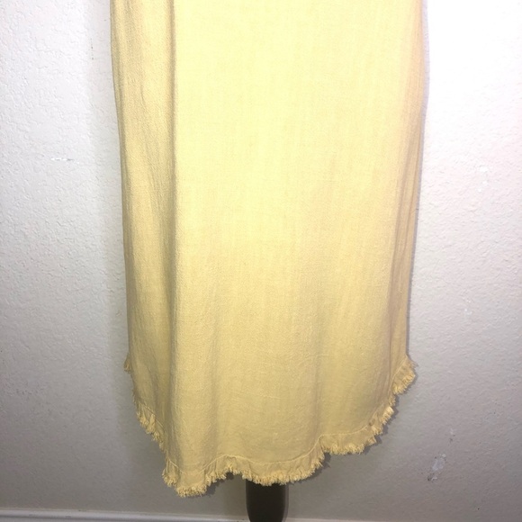 Umgee MustardColor with Leopard Print Back Linen Bland Dress with Raw Edges Sz L - Picture 5 of 7